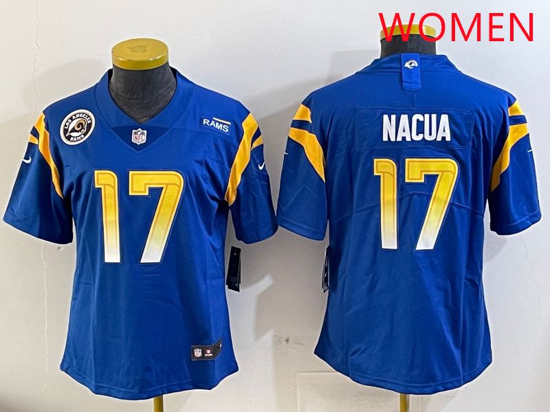 Women Los Angeles Rams 17 Adams Blue Second generation 2025 Nike Limited NFL Jersey style 4